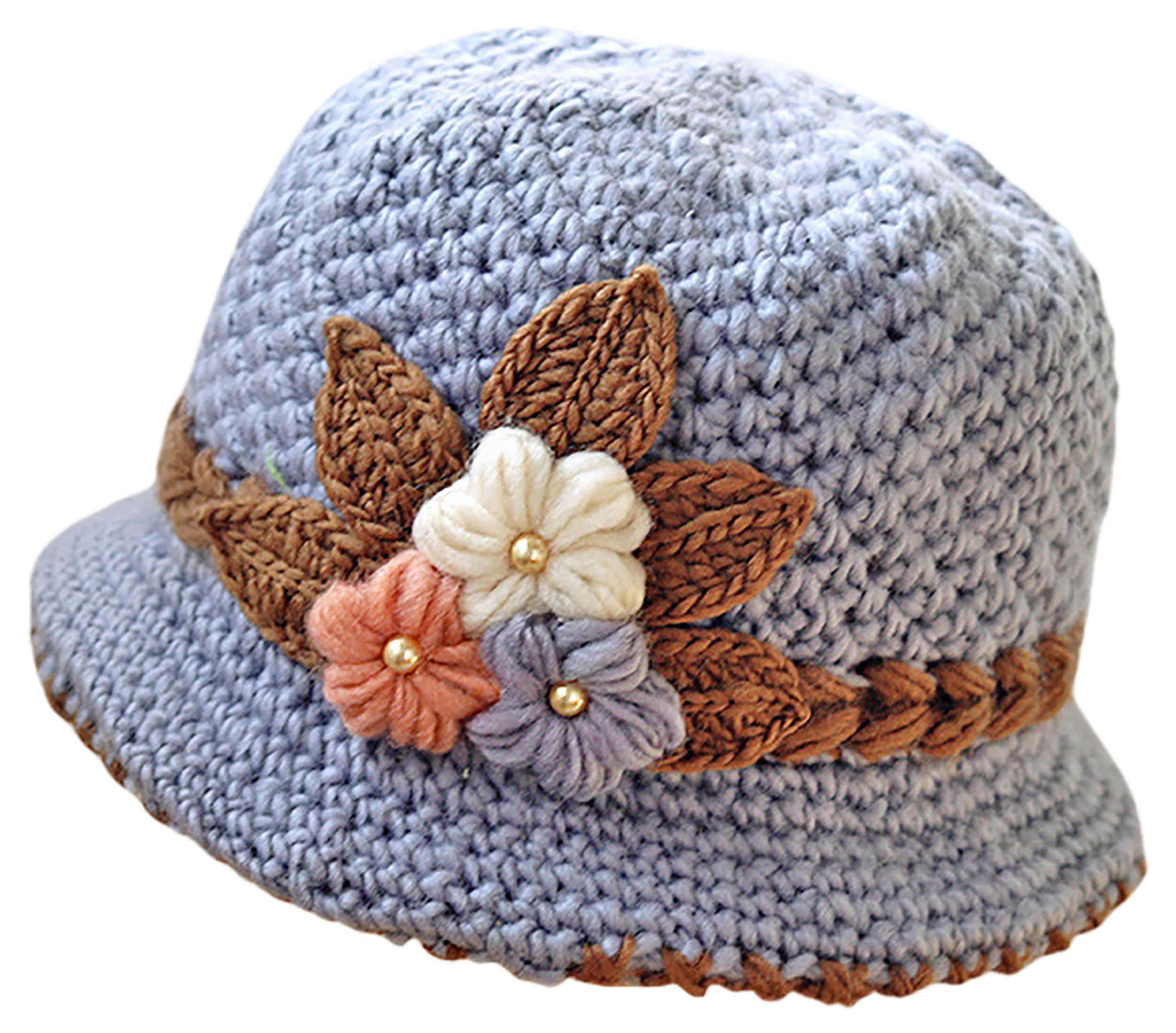 French Thicken Women's Flowers Knitted-Woolen-Hat Fashion Beanie-Hat Lady Crochet-Bucekt-Hat for Winter